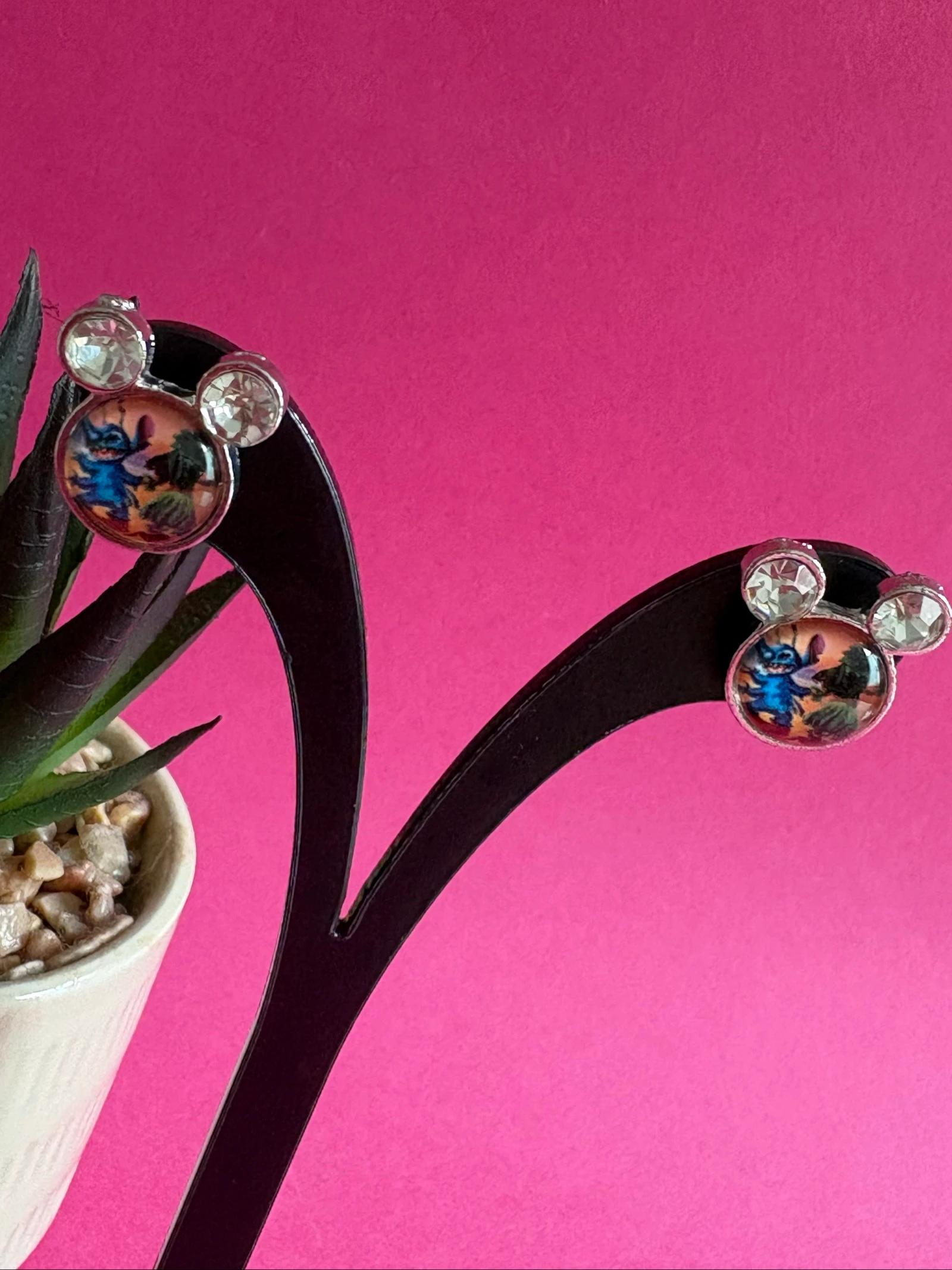 Brincos estilo Stitch Mickey / Disney com strass – photo 3